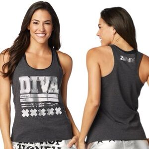 Zumba Diva Defined Loose Tank - Bold Black Heather